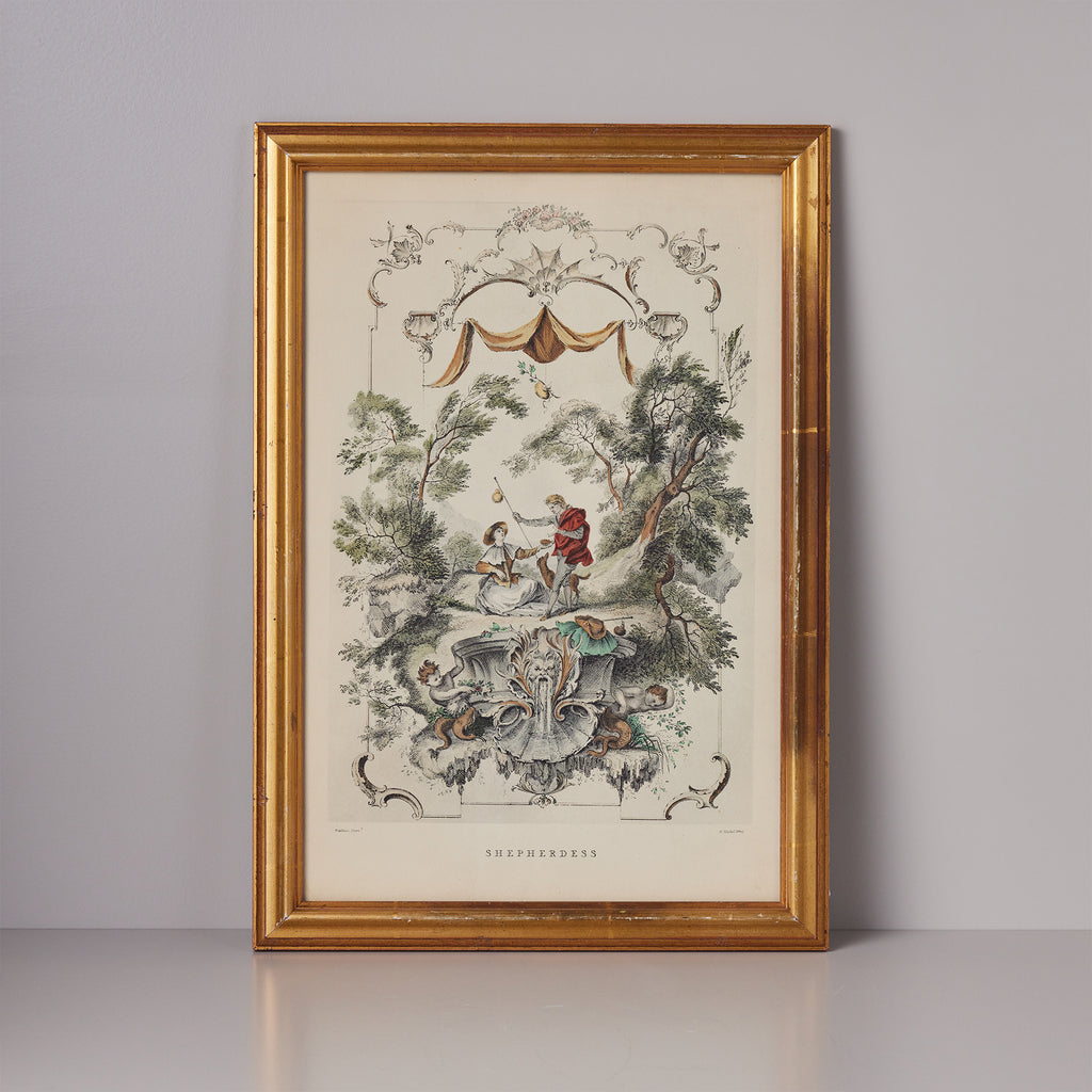 Frame: Antique Shepherdess Lithograph