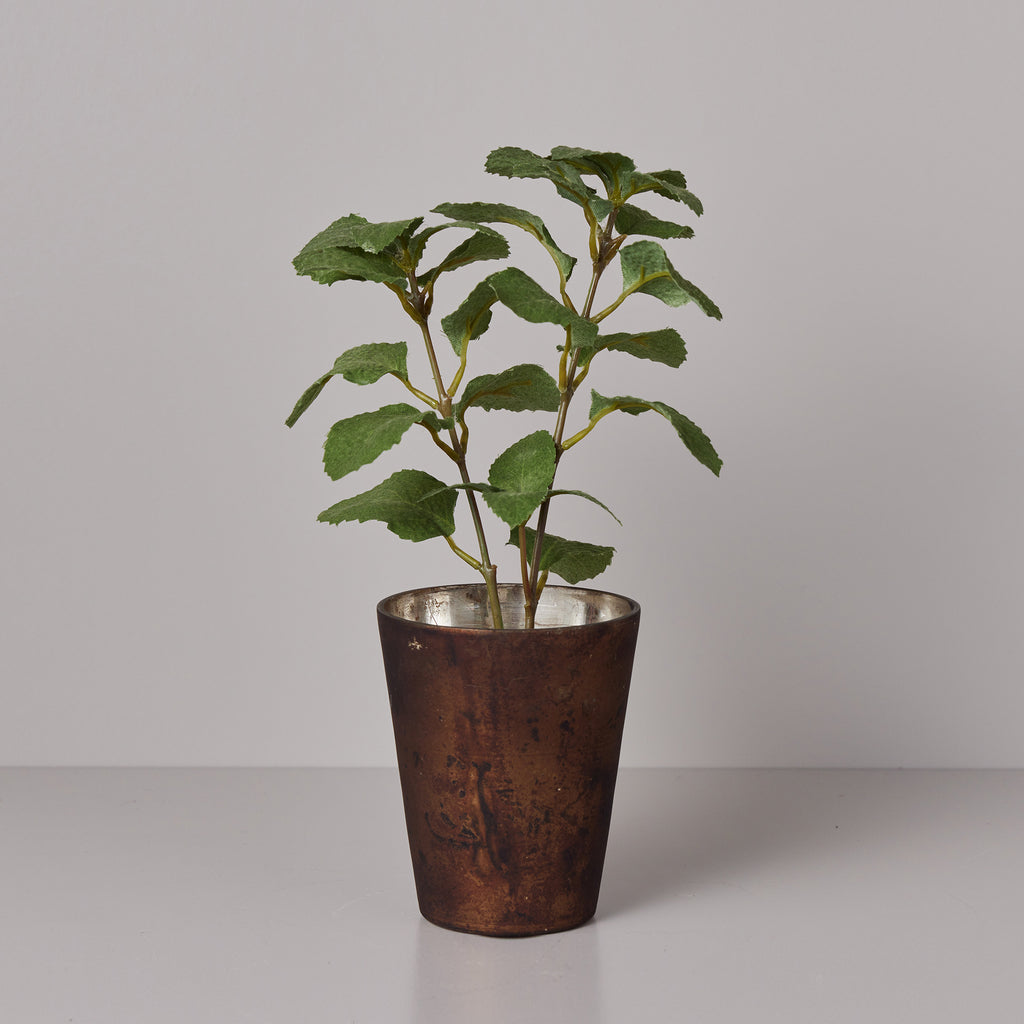 Brownish Copper Sassi Votive Vase with flowers for demonstration 